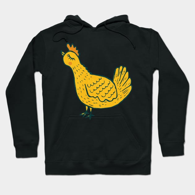 Yellow Hen Hoodie by Jacqueline Hurd